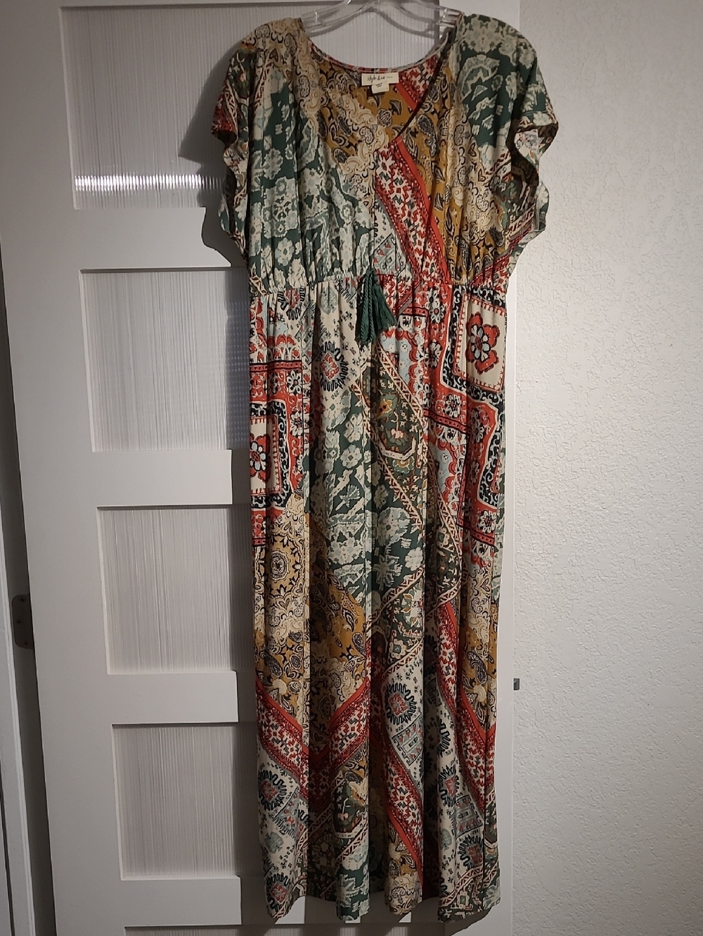 Style & Co. Multicolor Patchwork Floral Maxi Dress (Green, Mustard, Red, Cream)